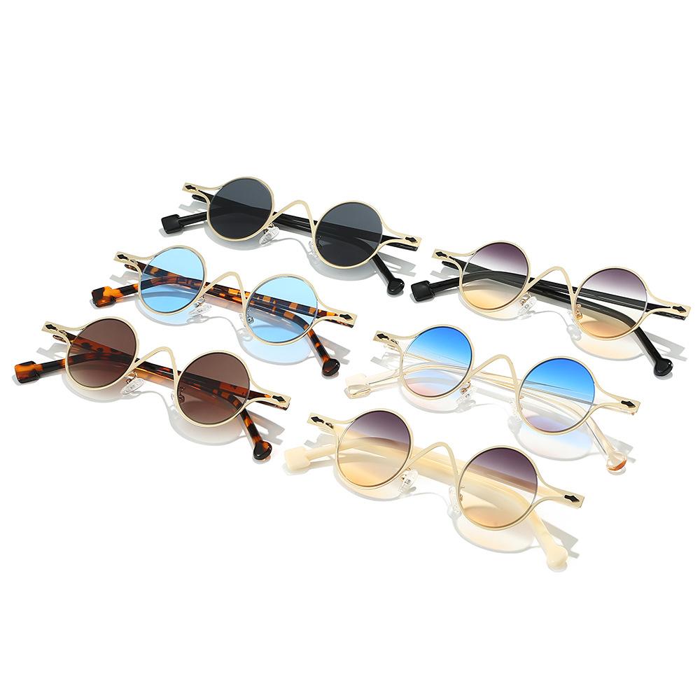 Retro Round Metal Punk Rivets Men Sunglasses Shades UV400 Fashion Leopard Blue Gradient Women Sun Glasses