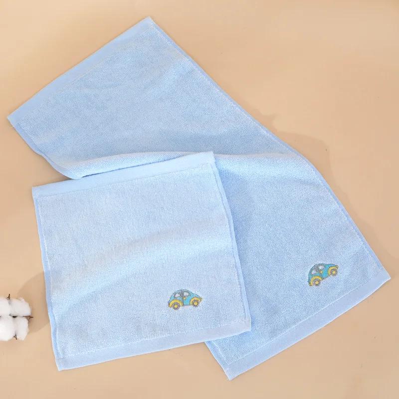 4pcs/lot Pure cotton small square towel 25*25cm cartoon embroidery baby hook towel children face towel gift