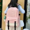 Three-Piece Backpack Set College Style Women Colored Block Large Capacity Backpack Student Schoolbag with Lunch Bag Pen Bag