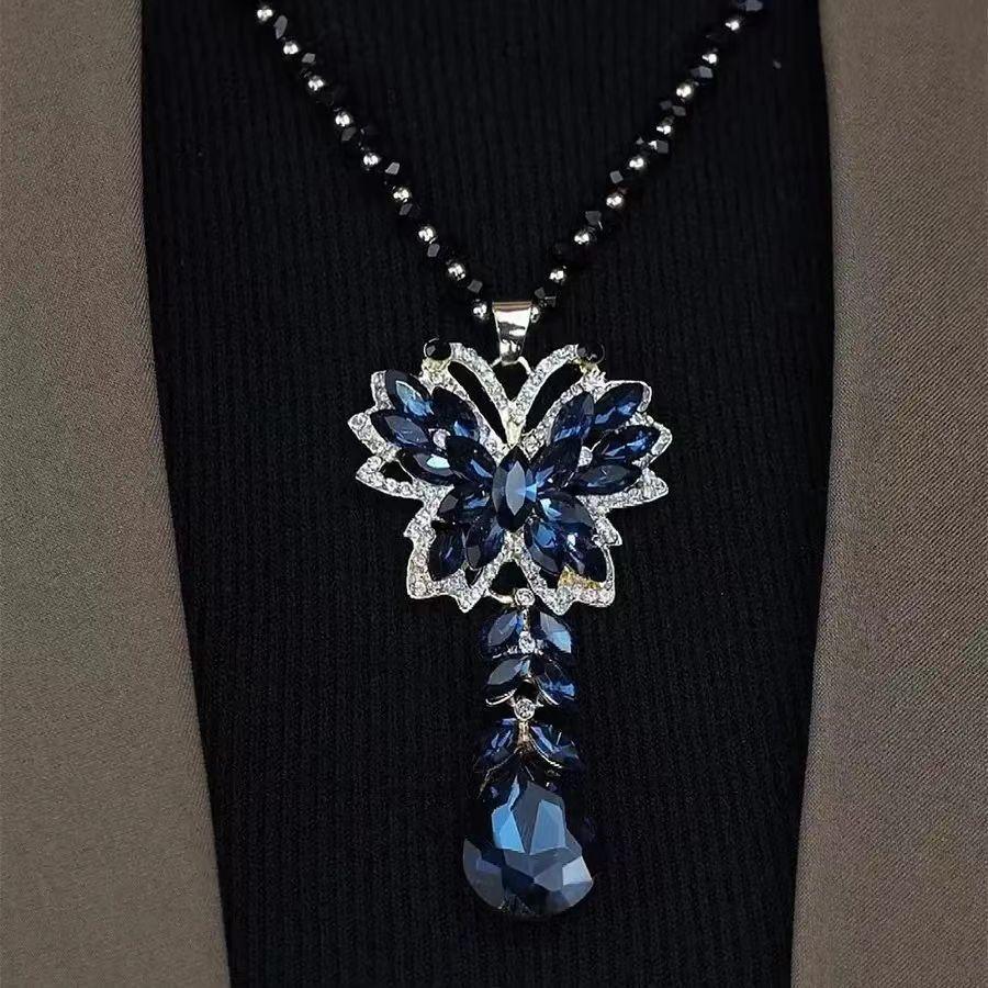Red Zircon Butterfly Pendant Sweater Chain Autumn New Long Temperament New Light Luxury Versatile Clothes Accessories Pendant