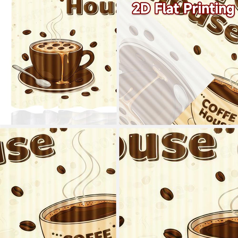 2D flat Photography Backdrop Background cloth Coffee Cups and Beans 100% Polyester Festive Backdrops Use for Outdoor living