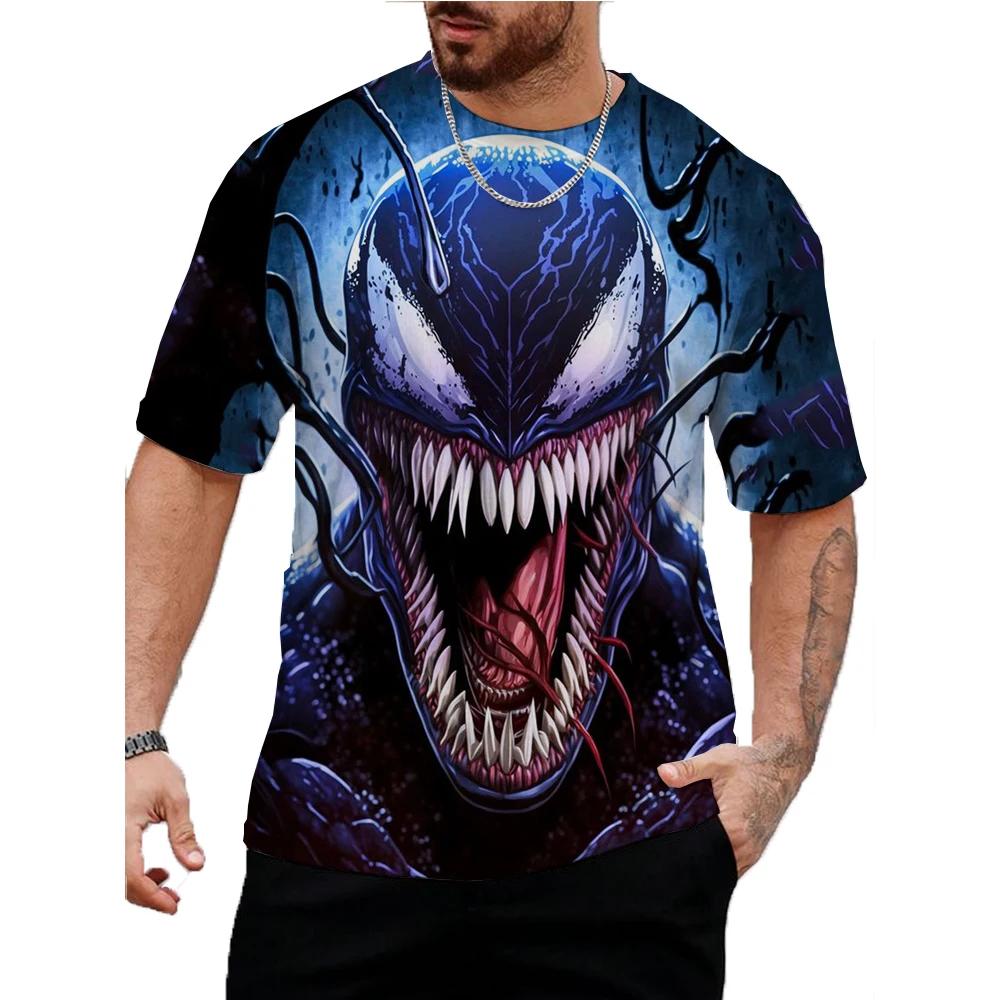 Venom Print T-Shirt Summer Round Neck Tops 3D T-Shirt Male Casual Stylish Short Sleeve Clothing Fashion Trend Street Wear