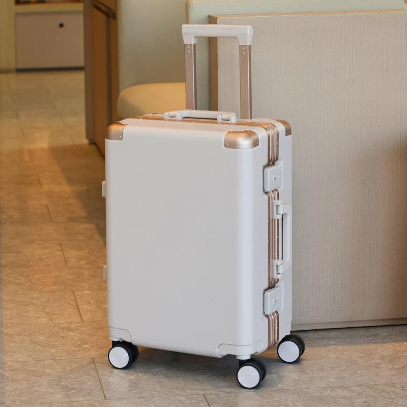 Durable Aluminum Frame Suitcase with Phone Holder & Anti-Collision Corners, Available in 20, 24, and 26 inches for Students and Adults