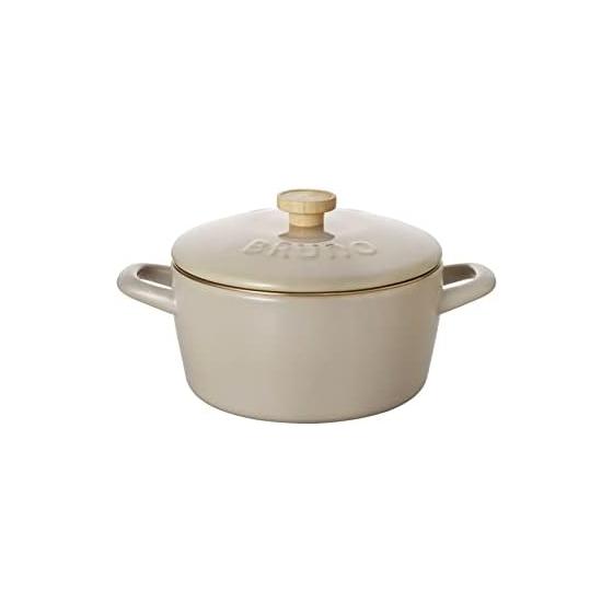 BRUNO Enamel Pot IH Compatible, Direct Fire Compatible, Gas Fire Compatible, 20cm, Two-handed Pot, Deep Type, Fuji Enamel Collaboration, Enamel, Lid