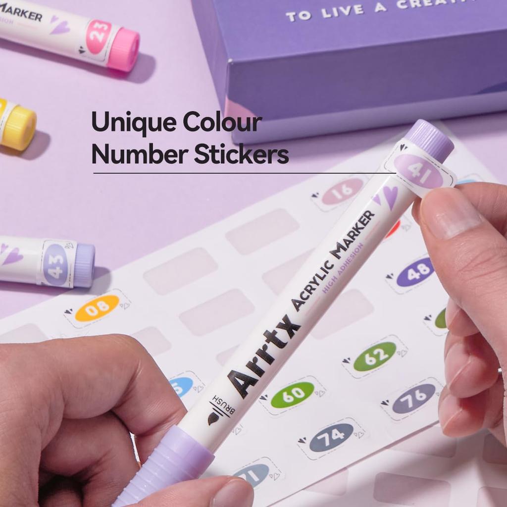 Arrtx Acrylic Paint Pen 30 Brush Tip Acrylic Marker Pen for Rock Fabric and DIY Projects Colors, Painting, Wood, Glass, Canvas, Metal, Plastic, (A)