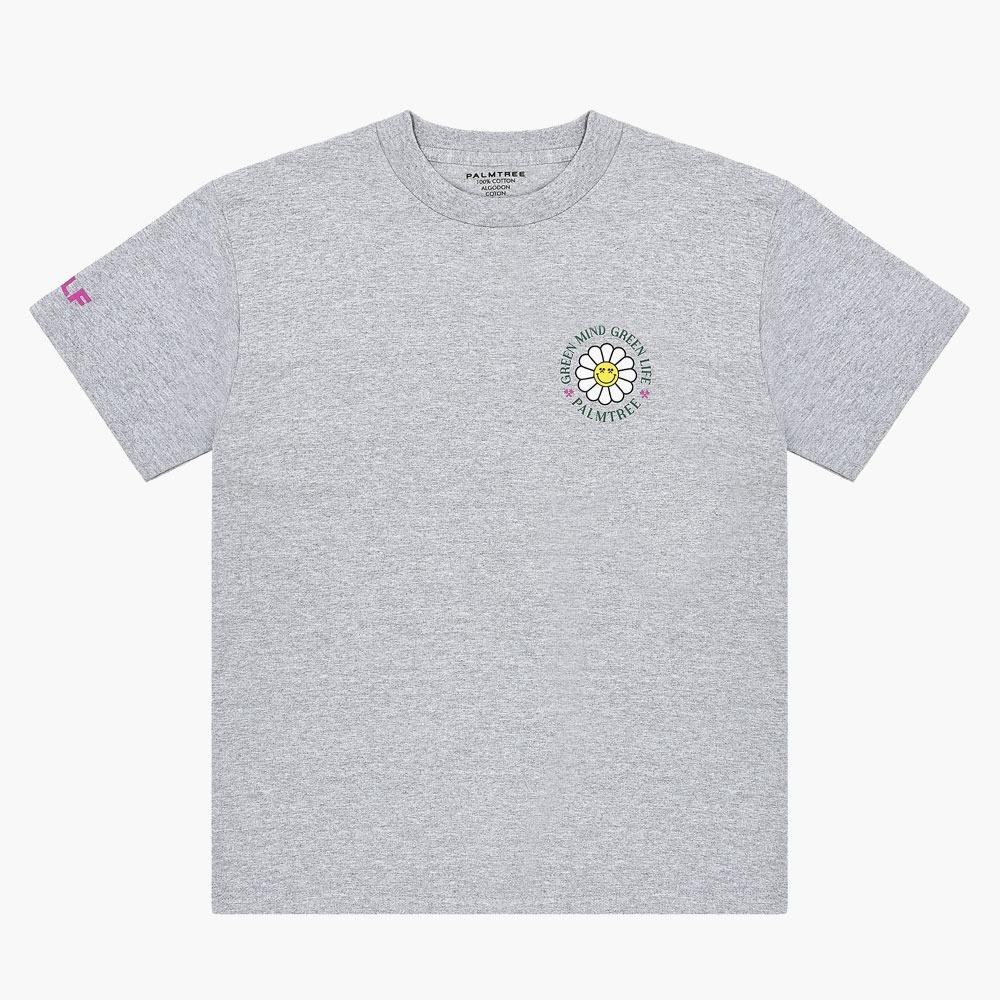 Palm Tree Golf Rounding Flower Short Sleeve T-Shirt Melange Gray M