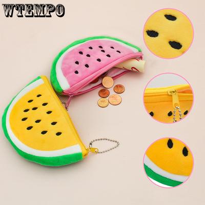 Cute Mini Coin Purses Zipper Storage Bags with Keychains Creative Small Semi-circular Watermelon-shaped Key Bags Daily Use Change Pouches