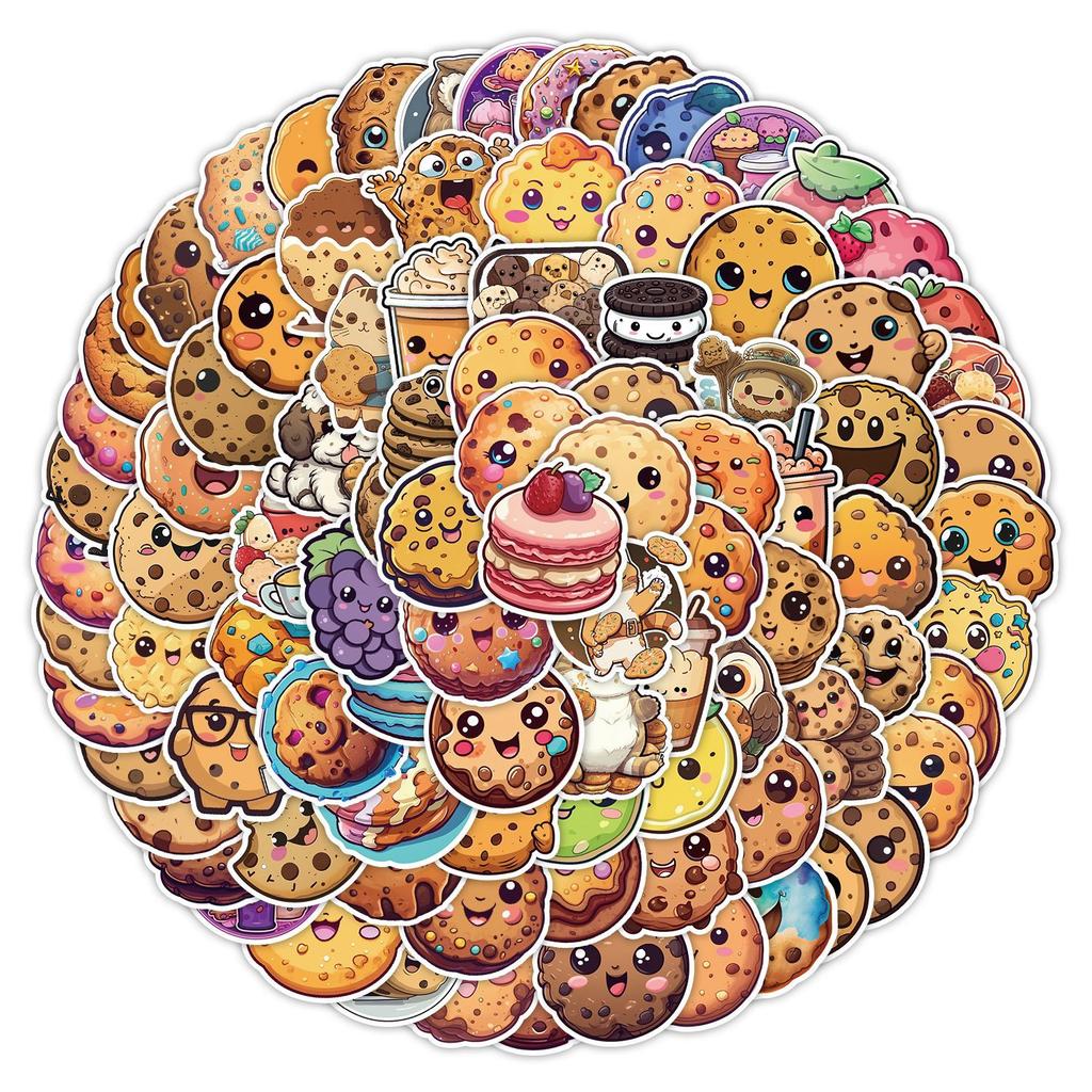100 Cute Cookies Graffiti Stickers Computer Mobile Phone Water Cup Decoration Stickers Waterproof Creative Children's Stationery Stickers
