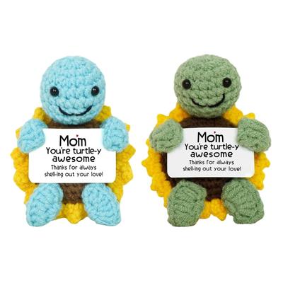 Elegant Crocheted Turtles Flower Home Decors Includes Heartfelts Message Card for Mothers Birthday Surprise Gift
