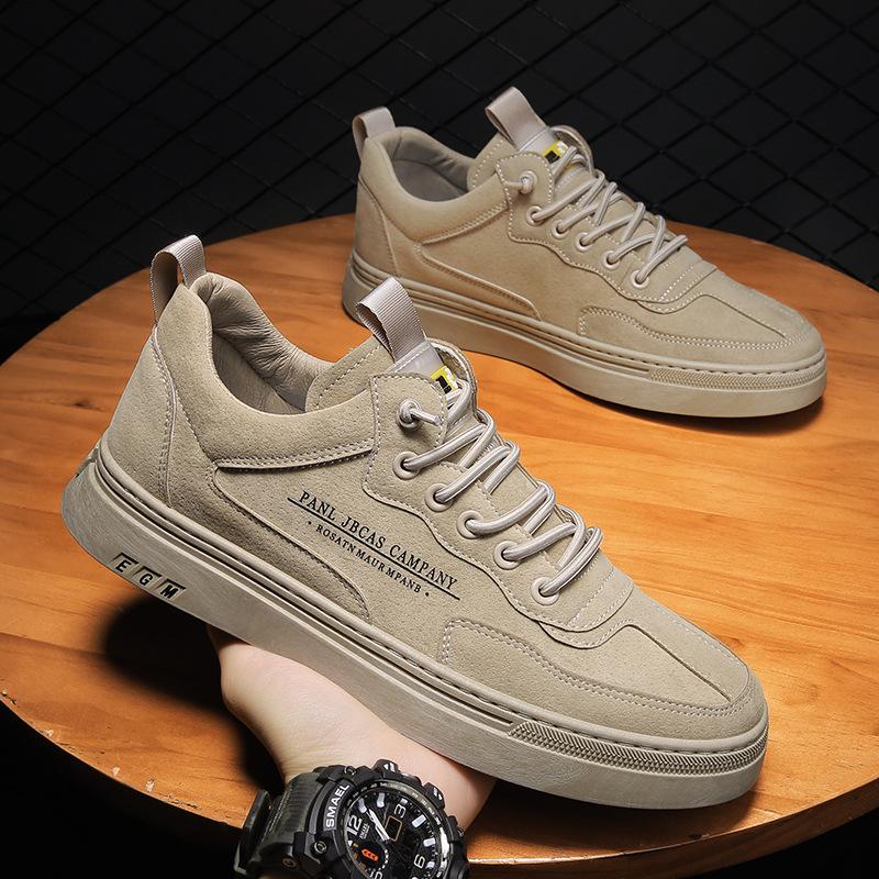 Men's Shoes Board Flat Bottom Versatile Retro Casual Low Top Matte Leather Korean Version Youth Trendy Sports