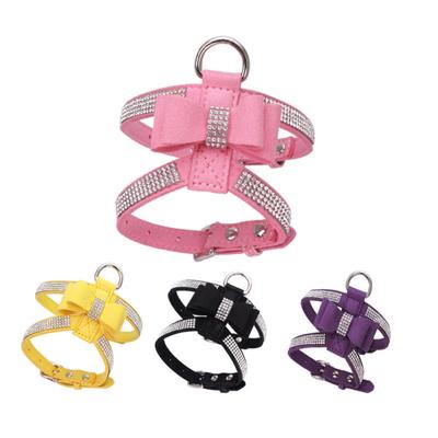 Bequeme Microfaser-Haustiergeschirr mit Strass-Schleifen-Design