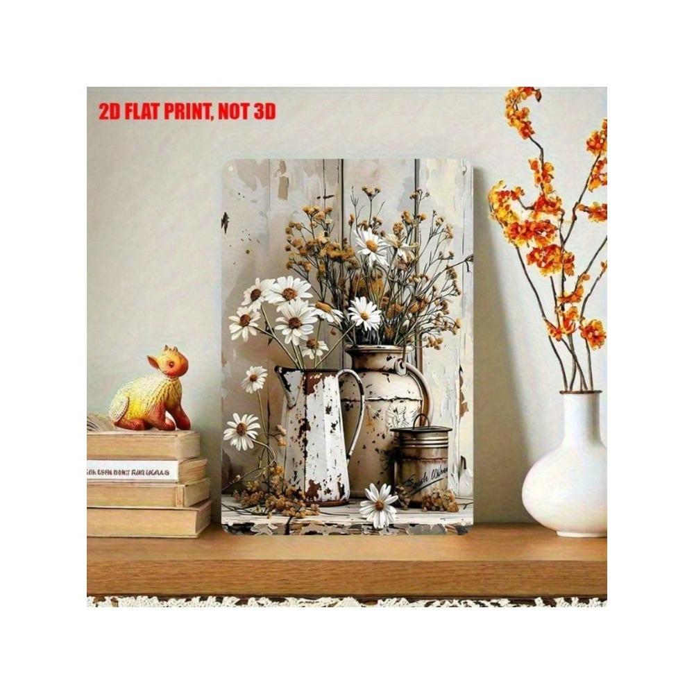 Vintage Daisy Metal Wall Art Sign Rustic Farmhouse Decor