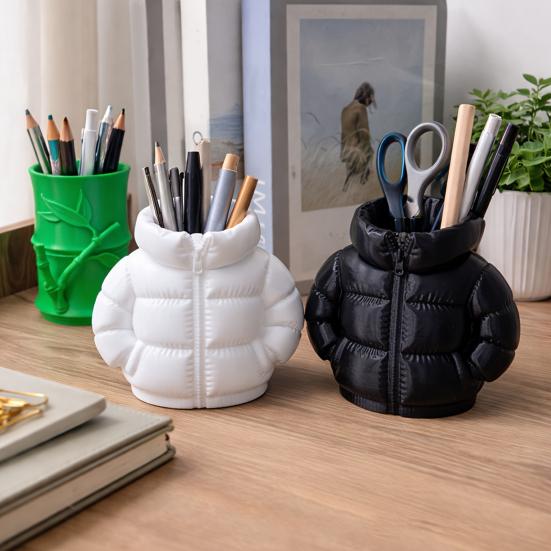 Umbra Studio Down Jacket Pen Holder, 3D Printed Desktop Organizer, Lightweight Durable Matte Texture for Students Dormitory Office