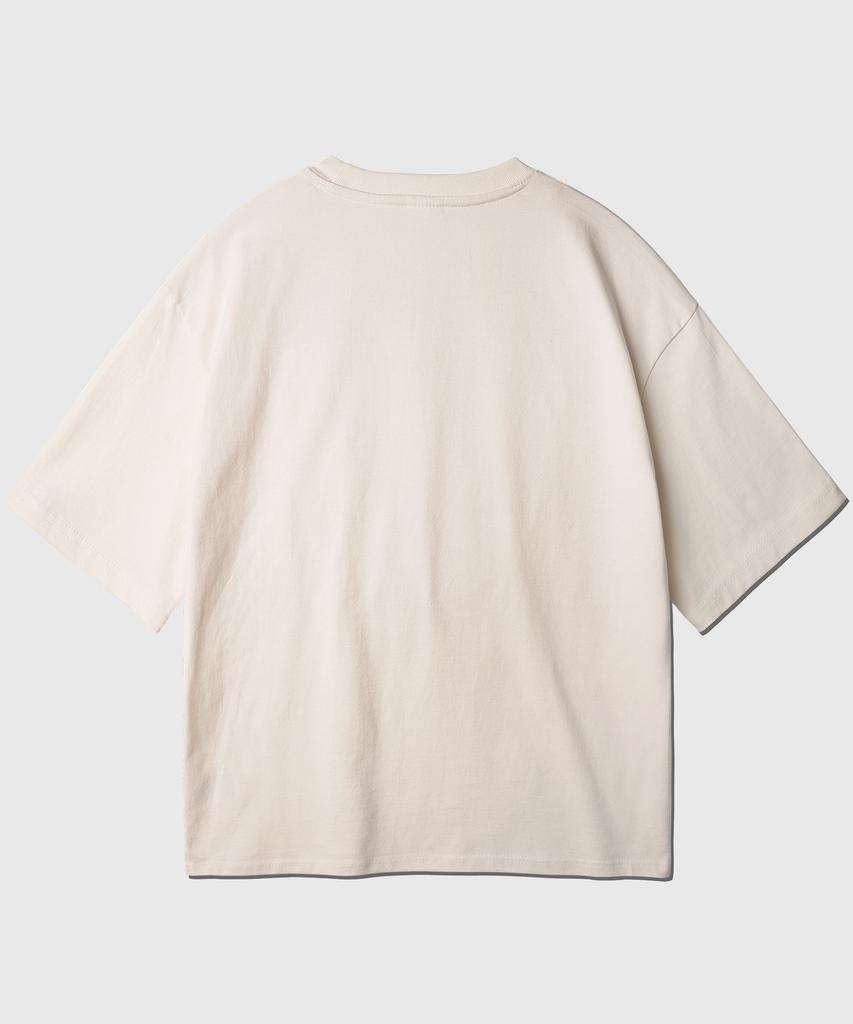 JEMUT Boy Crop Short Sleeve T-Shirt Cream Grey Kjst2619