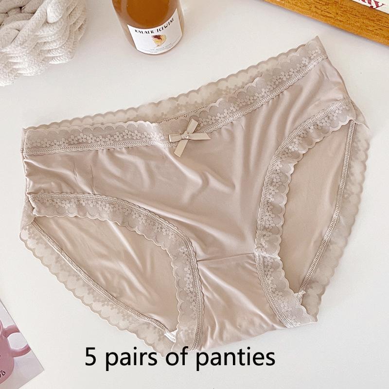 Bare Sense Eis-Seide Damen Slips Dünner Abschnitt Schnelltrocknend Atmungsaktiv Mittelhoch Geschnitten Mädchen Süße Reine Begierde Hautfreundliche Nahtlose Slips Sommer