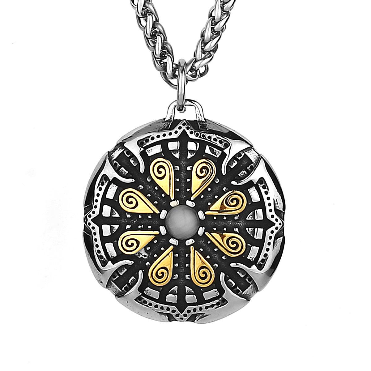 

Viking Awe Helmet Rune Titanium Steel Pendant Men s Fashion Personality Stainless Steel Pendant Necklace