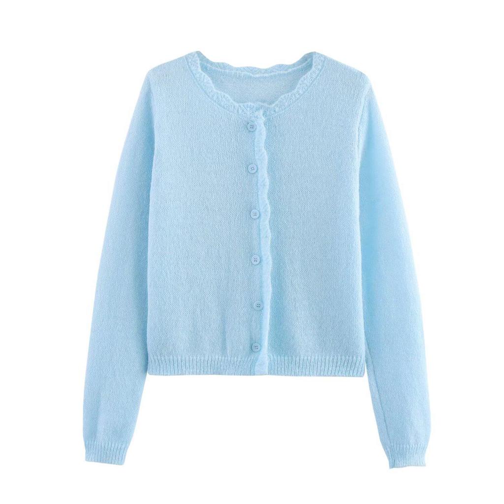 2025 Spring Women's European & American Style Long-Sleeve Knitted Cardigan, Fashionable & Versatile In Three Colors