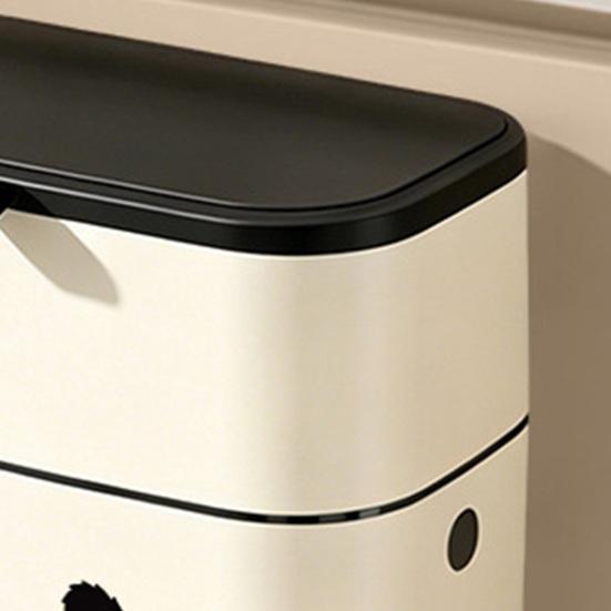 Garbage Can One-Hand Operation Sliding And Lifting Cover Dual Opening Way Trash Bin with Black Cat Print Trash Can for Kitchen Cabinet