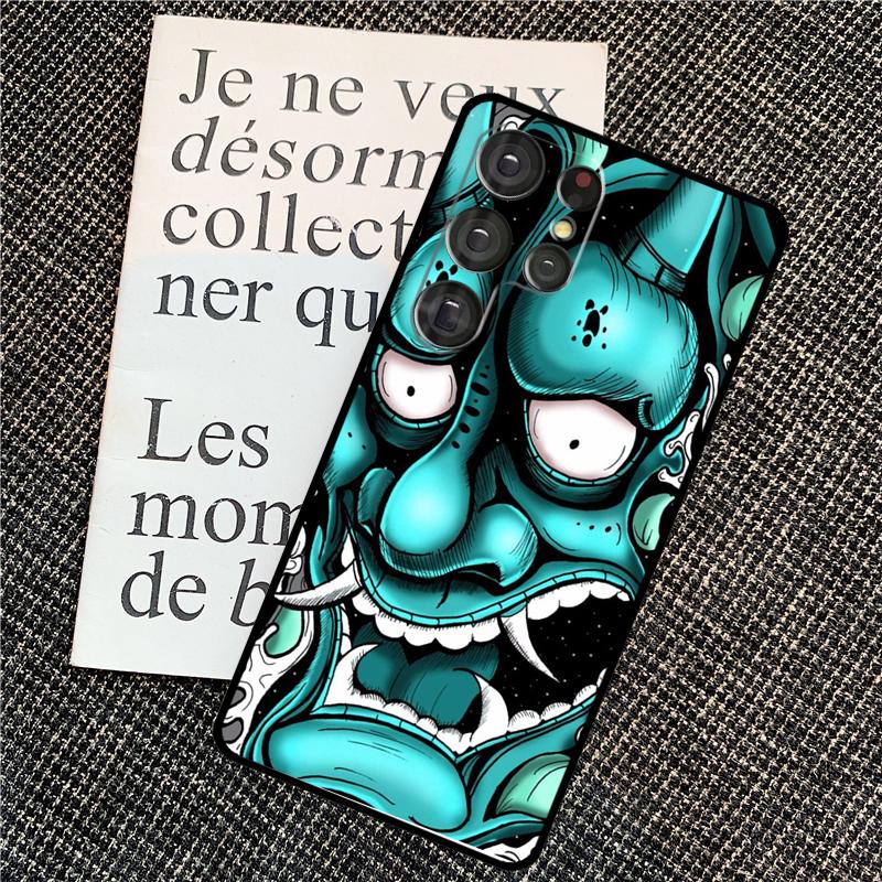Japanese Oni Hannya Demon Mask Case For Samsung Galaxy S24 S25 Ultra S20 S21 S22 S23 Ultra S9 S10 Plus S25 FE Back Cover