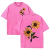 Lift Is Good Beautiful Sunflower Print Washed T Shirts Women Soft Cotton T-Shirt Street Creative Short Sleeve Summer Tops