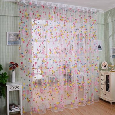 Ländlichen kleinen Blumen Voile Tüll Zimmer Fenster Vorhang Sheer Voile Panel Vorhänge Vorhang
