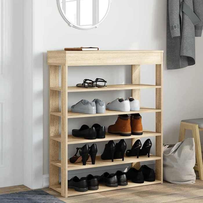 VidaXL Étagère à chaussures chêne sonoma 80x30x98 cm bois d'ingénierie, rangement de chaussures, armoire de rangement de 859934
