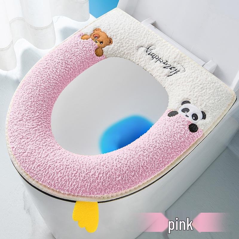 All-Season Large Fleece Toilet Seat Cushion with Handle Gloves 46cm x 40cm