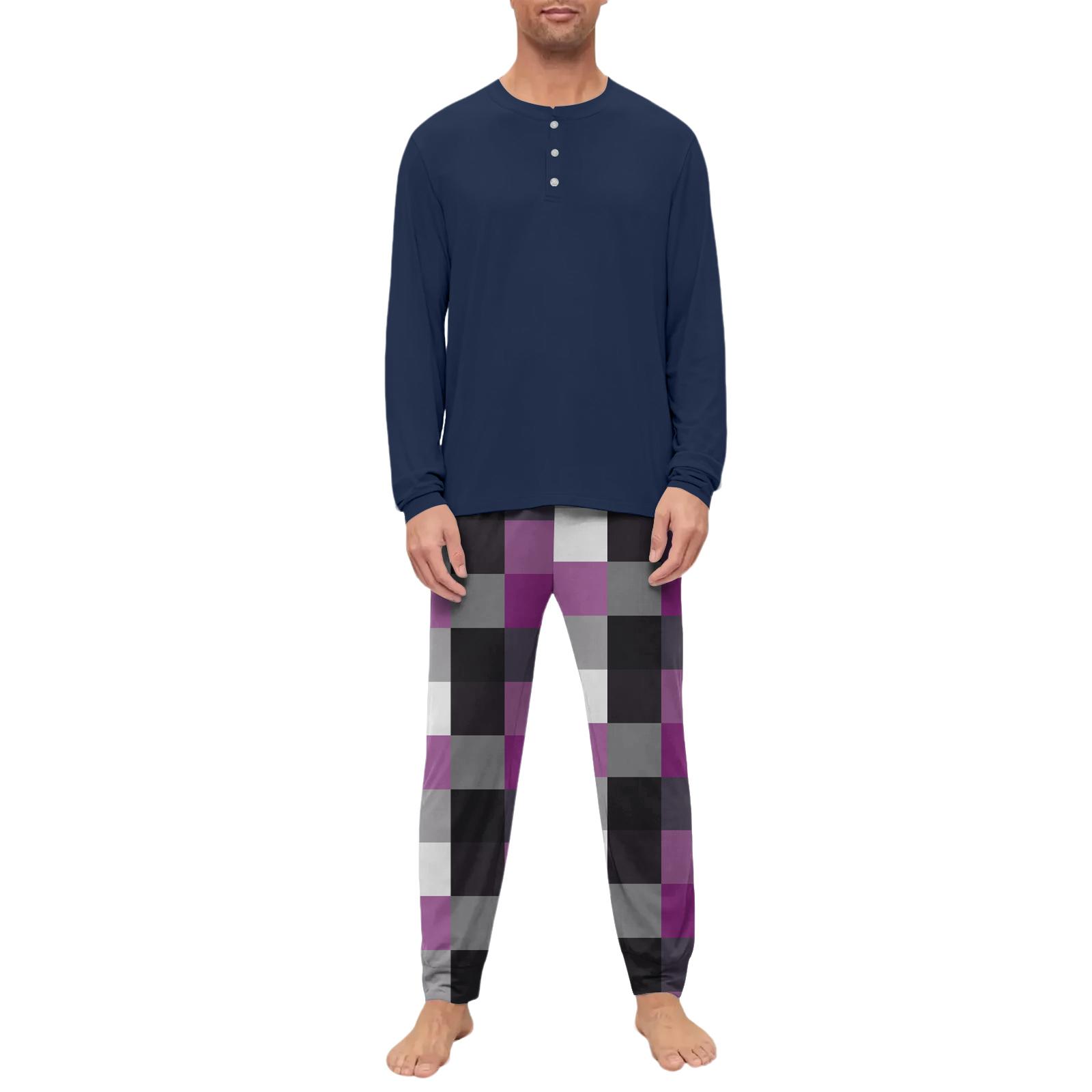 

Мужской пижамный комплект, с длинным рукавом и длинными брюками, двухпредметный комплект M чёрный