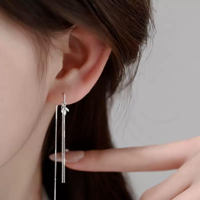 

925 Sterling Silver Earrings For Women Trendy Shinning Star Long Tassel Earring Jewelry Prevent Allergy Party Accessories Gift