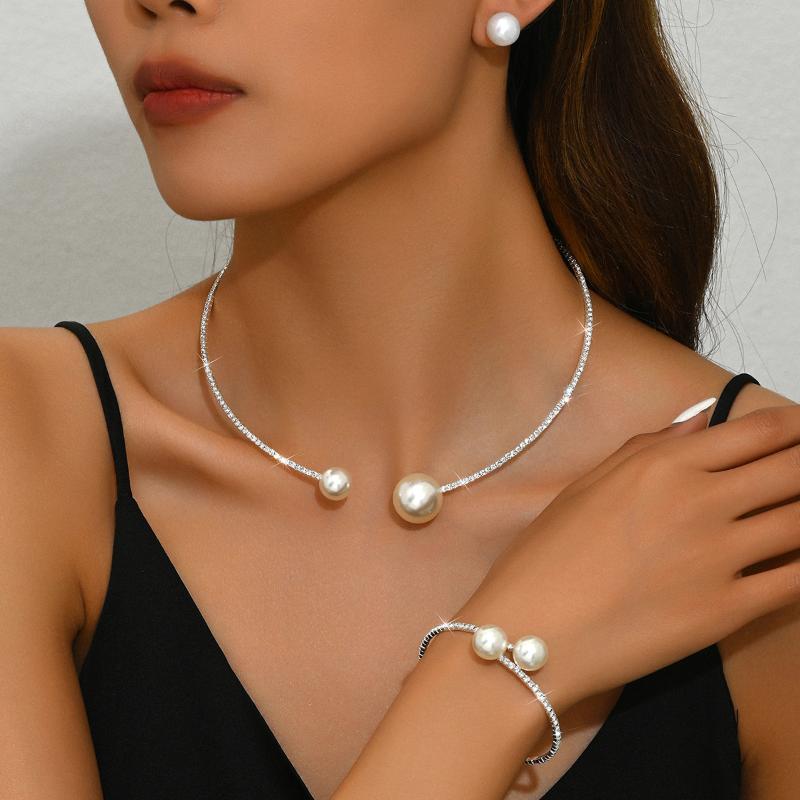 Seturi de Bijuterii Clasice la Modă pentru Petrecere de Nuntă pentru Femei Colier cu Perle Brățară Accesorii Cadou