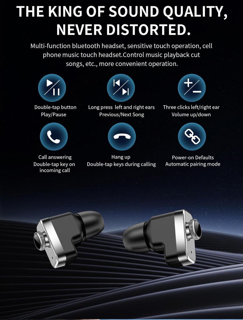 Smartwatch with TWS Bluetooth Earbuds, 1.52'' IPS Screen, Wake-Up Feature, Dual Call, AI Voice T95