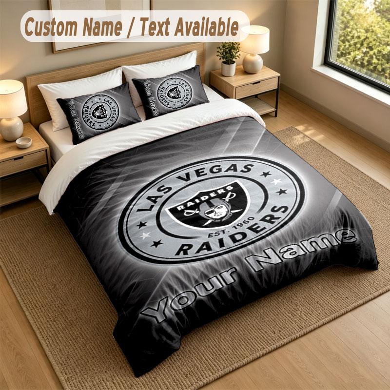 Bedding Set 1 Duvet Cover 2 Pillowcases Las Vegas Raiders Print Soft Bed Linen Bedroom Decor
