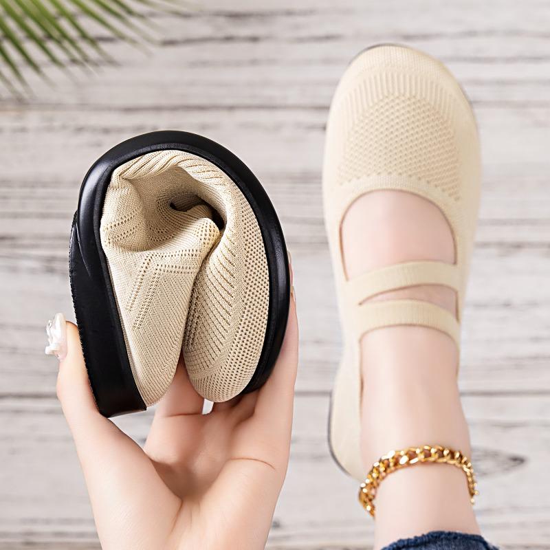 Shoes women s shallow mouth pedal soft sole is not tired women s shoes fly-woven breathable single shoes wide last mother shoes cloth shoes 41 2250₽