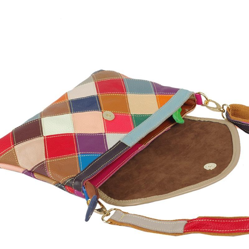 Damen Geldbörse Farbe Echtleder Spleißen Handgefertigte Umhängetasche Umhängetasche Damen Schultertasche Kleine Tasche