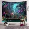 Forest Castle Psychedelic Tapestry Wall Hanging Fairy Tale Tapestry Magic Tree Cartoon Tapestry Sleeping Decorative Tapestry