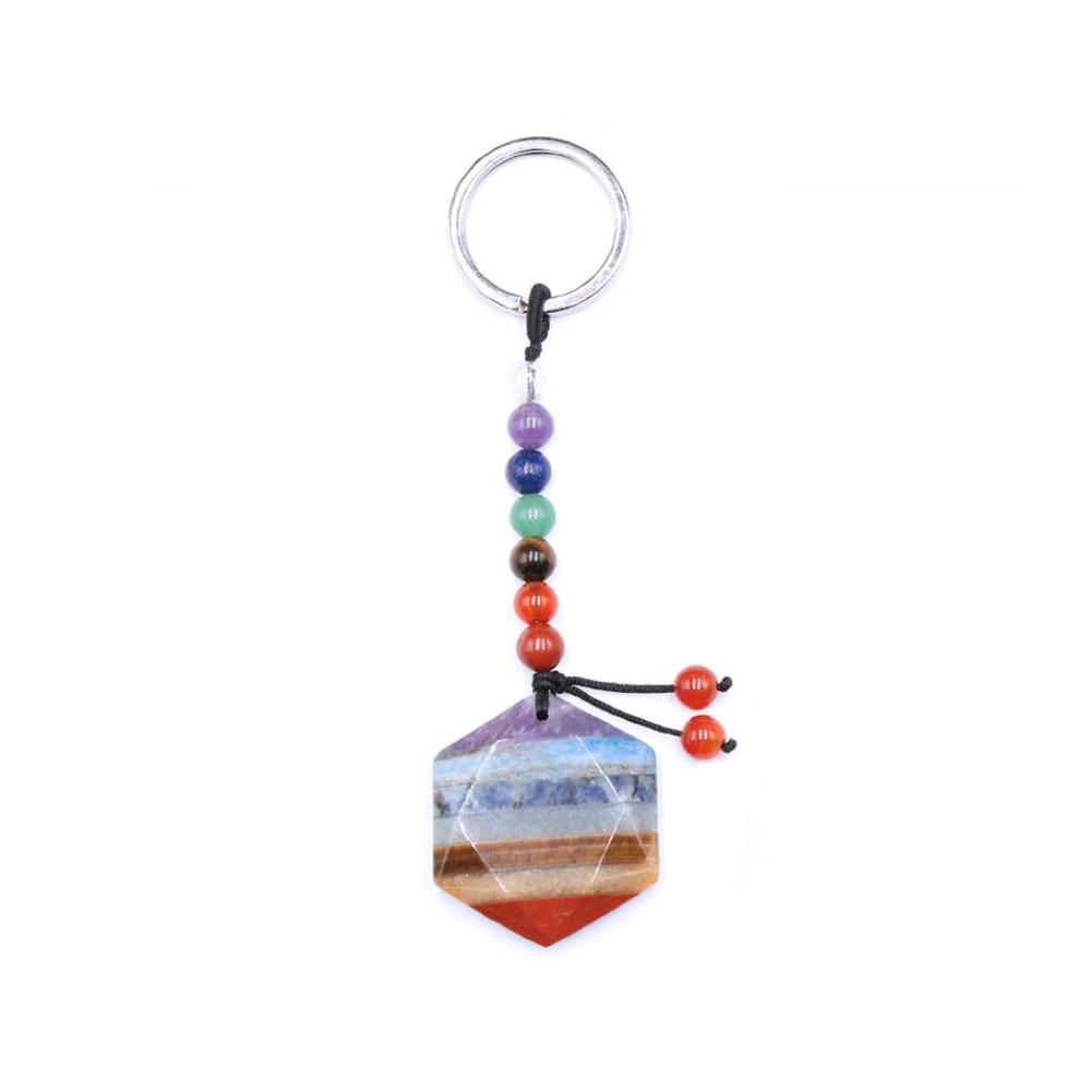 

Spiritual Stone Keychain Crystals Car Keyring Charm Hexagram Star Keychain Hanging Style 1