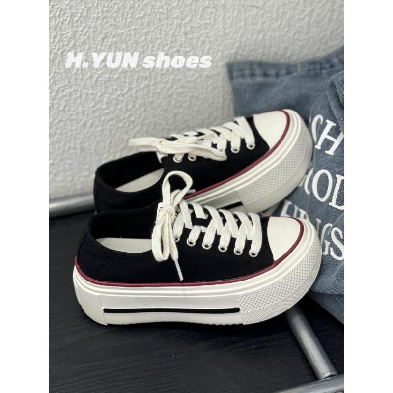 

Thin canvas shoes women s summer new irregular soles round head lace-up non-slip thick-soled casual board shoes women 35 чёрный