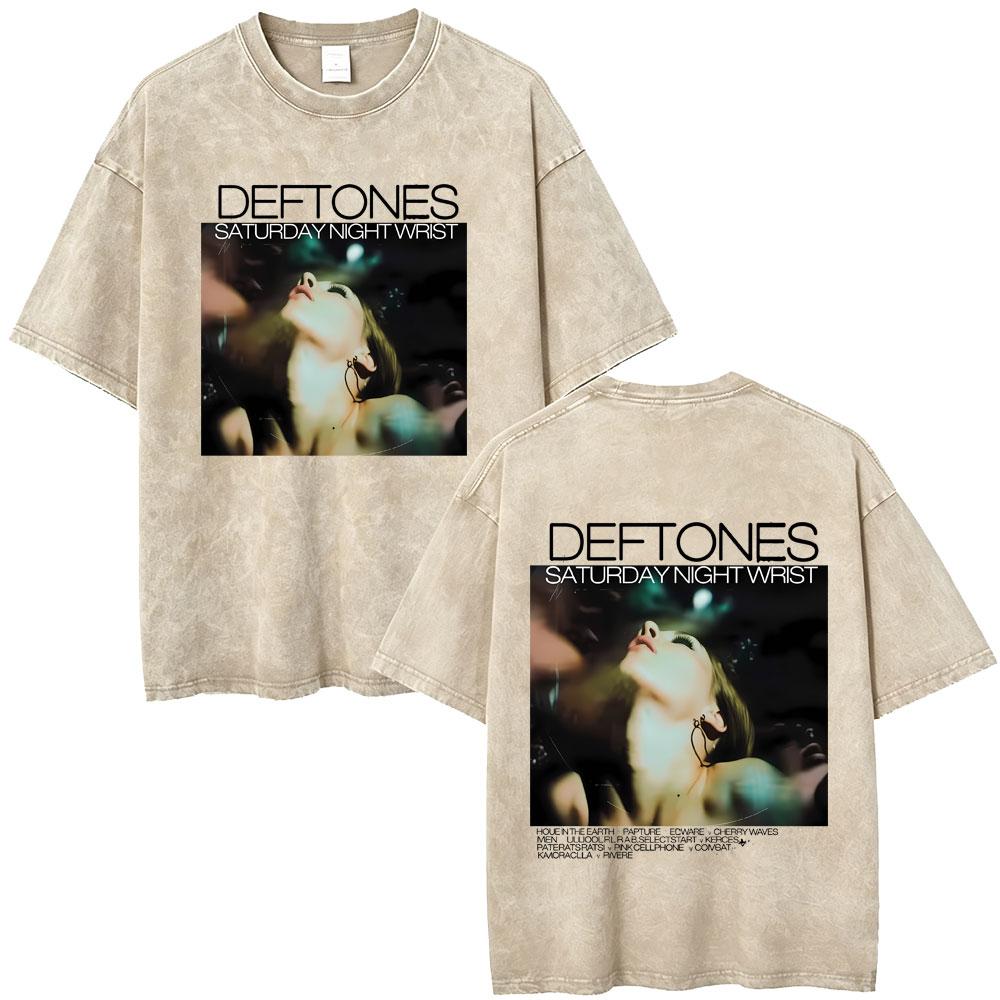 

Washed Vintage Rock Band Deftones Merch Tshirt Men Gothic Punk Oversized Short Sleeve T Shirts Mens Casual Retro Streetwear S