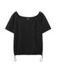 Lense Drawstring Off Shoulder Tee Black