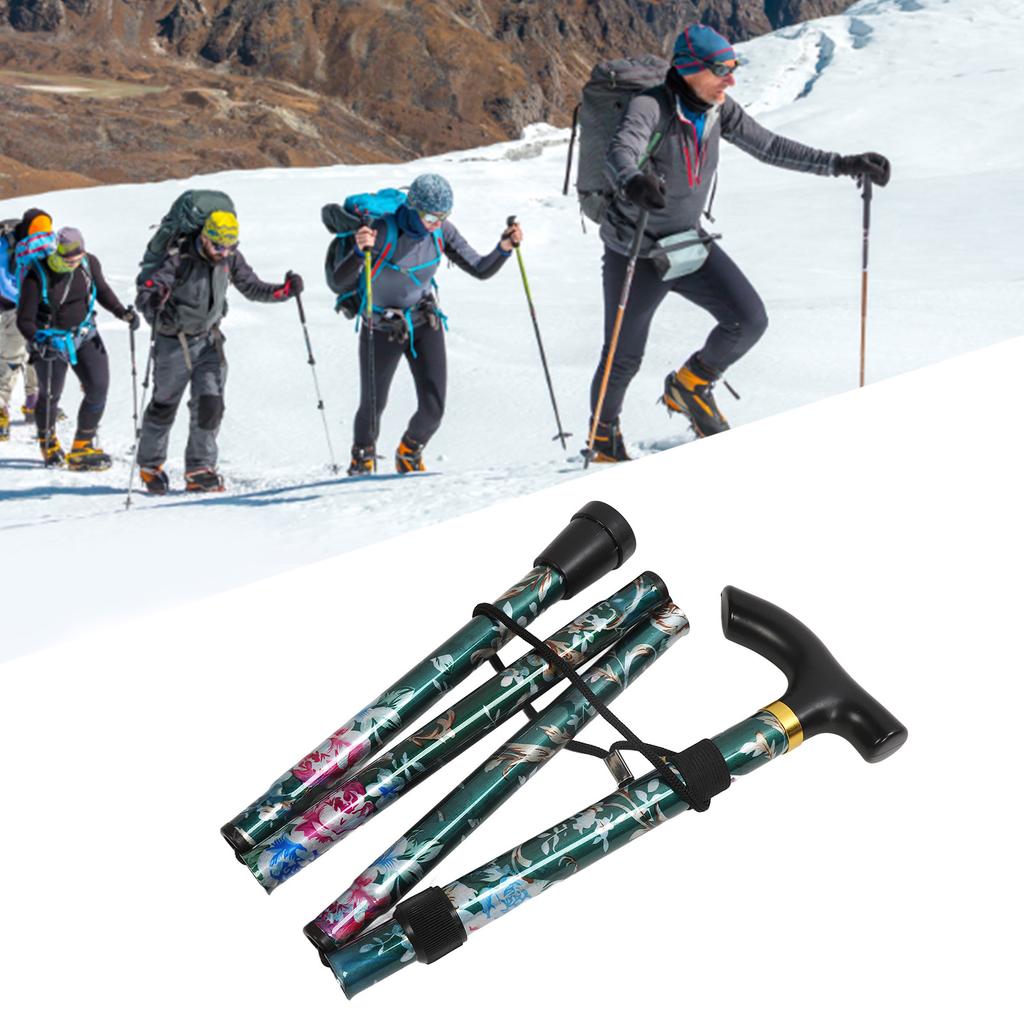 Faltbarer Gehstock 5   Faltbarer Leichter Druck Klettersupport   Höhenverstellbarer Aluminiumstock für Draußen Wandern