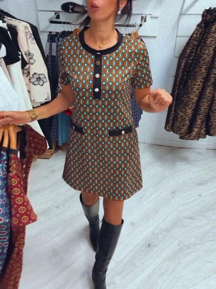 European & American Elegant Polka Dot Print Dress for Women - 2024 Autumn/Winter Collection