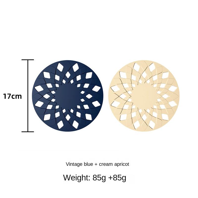 2 Pcs Lines Hollow Placemat Food Serving Table Mat Fletching Remover Vinyl Placemat for Round Table Hollow Out Silicone Placemat Safe Coaster Non-Slip