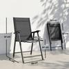 Folding Garden Chairs Set of 2, Foldable Garden Dining Chairs with High Back, Armrests, Texteline Seat, Black