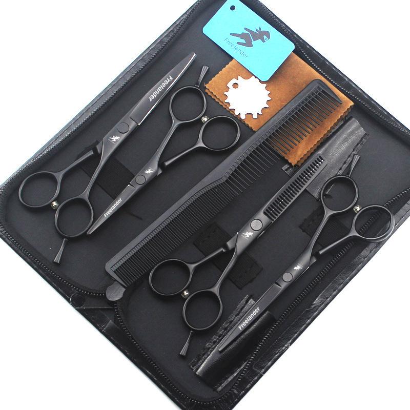 Black Baked Paint Hairdressing Scissors Set: 4 , 5 , 5.5 Straight & Thinning Shears