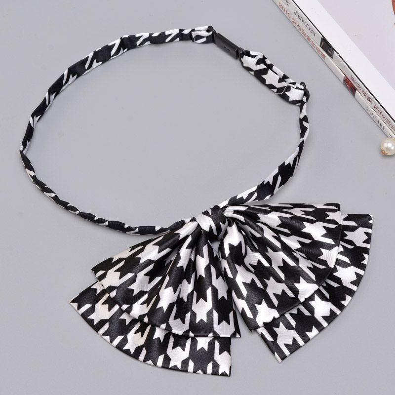 Business Attire Double Layer Bow Tie For Women With Polyester Material And Button Fastening