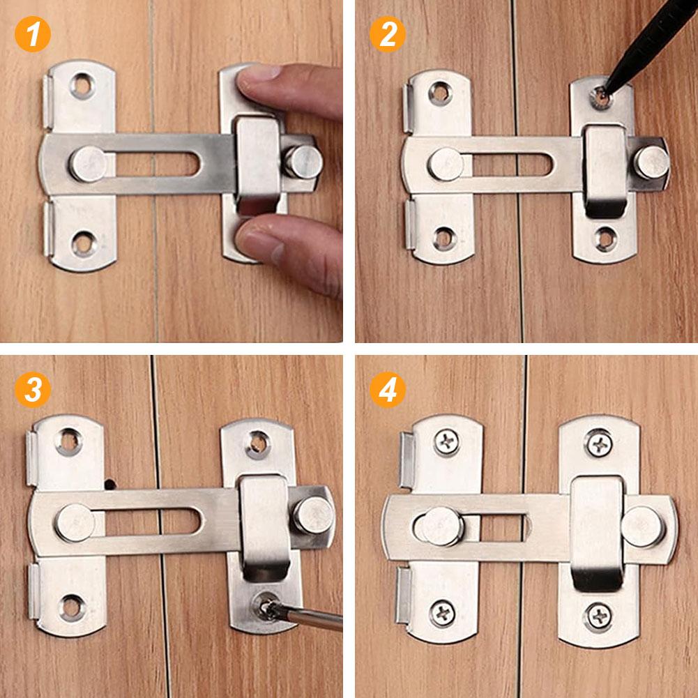 16Pcs Gate Latches Stainless Steel Door Buckle Anti-Theft Door Bolt Safety Door Lock Furniture Fittings Hardware