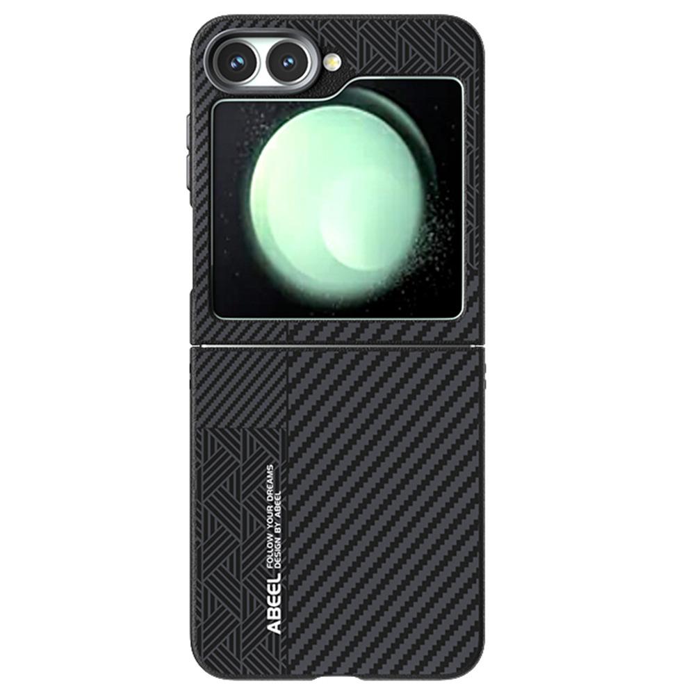 

For Samsung Galaxy Z Flip5 5G Case PC+Aluminum Alloy+PU Leather Phone Cover Compatible with MagSafe Texture 1