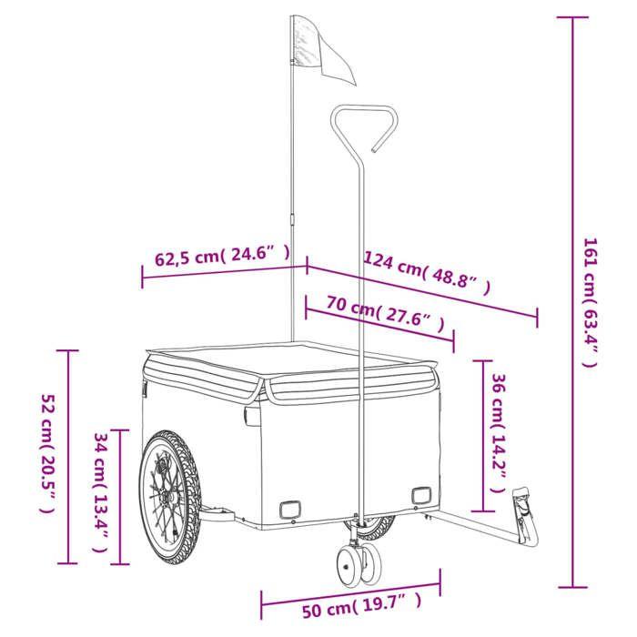 VidaXL Bicycle Trailer, Transport Cart with Hitch Bar, Bicycle Trailer with Flag for Luggage, Black 94109