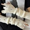 Hole Solid Color Long Mittens Korean Style Sweet Fingerless Gloves  Clothing Accessories