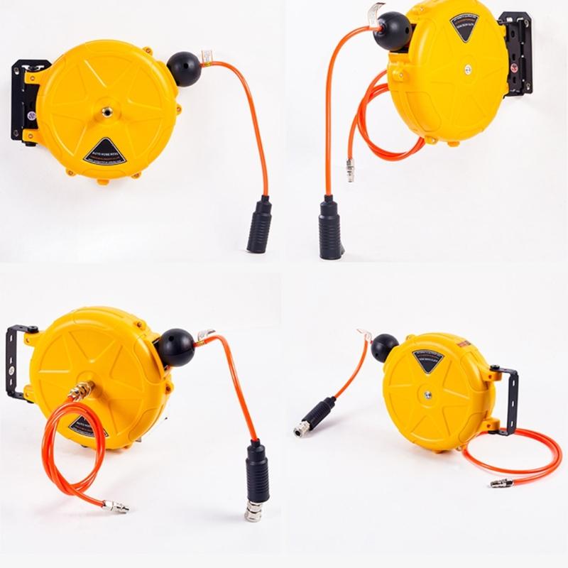 Automatic Retractable Air Hose Reel with 10M Air Hose Slow Retraction for Outdoor Car Washing Workshop Garage Garden